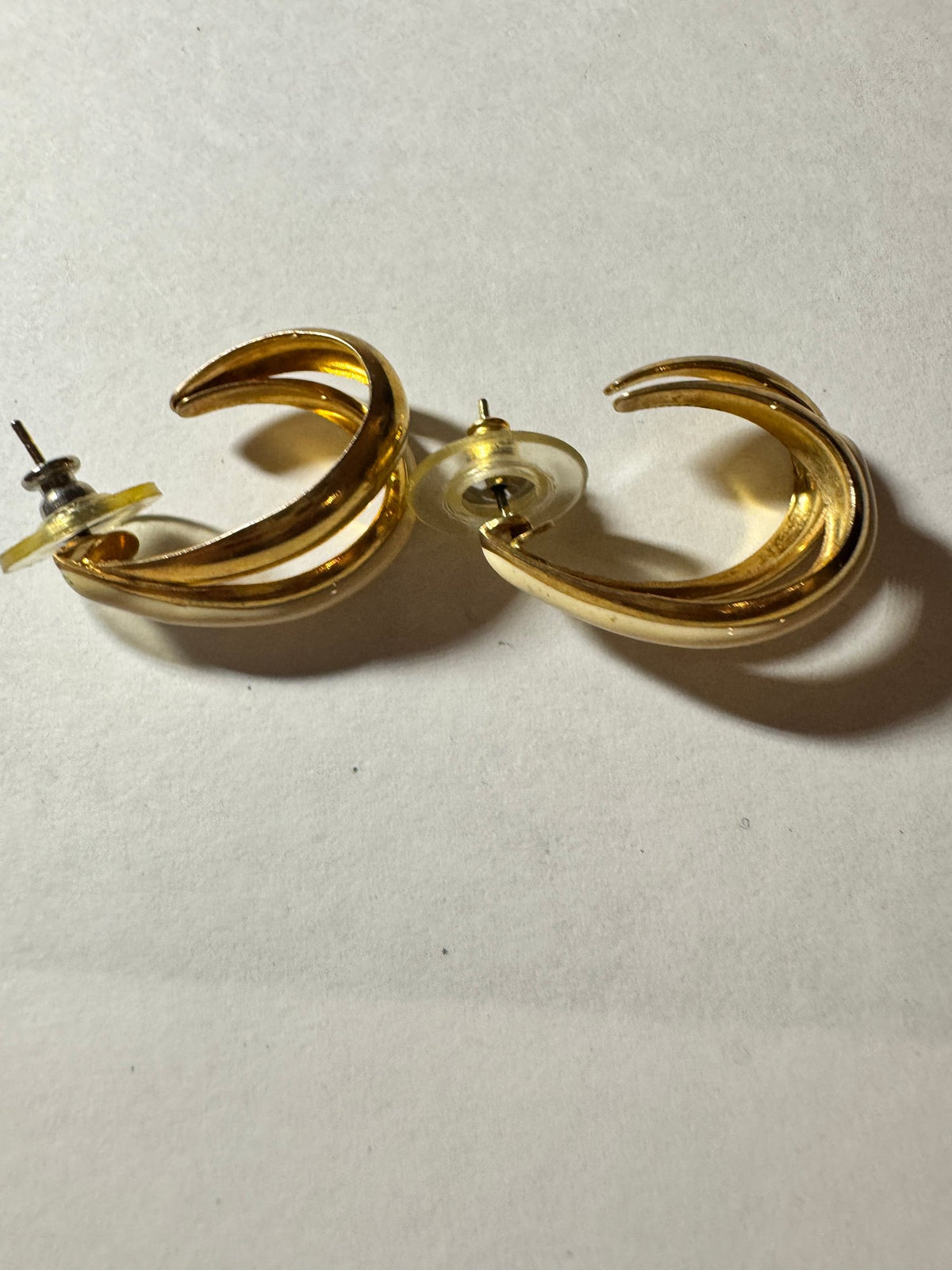 Triple-Band Crescent Hoops · Gold-Tone · Push-Back Posts — photo 2