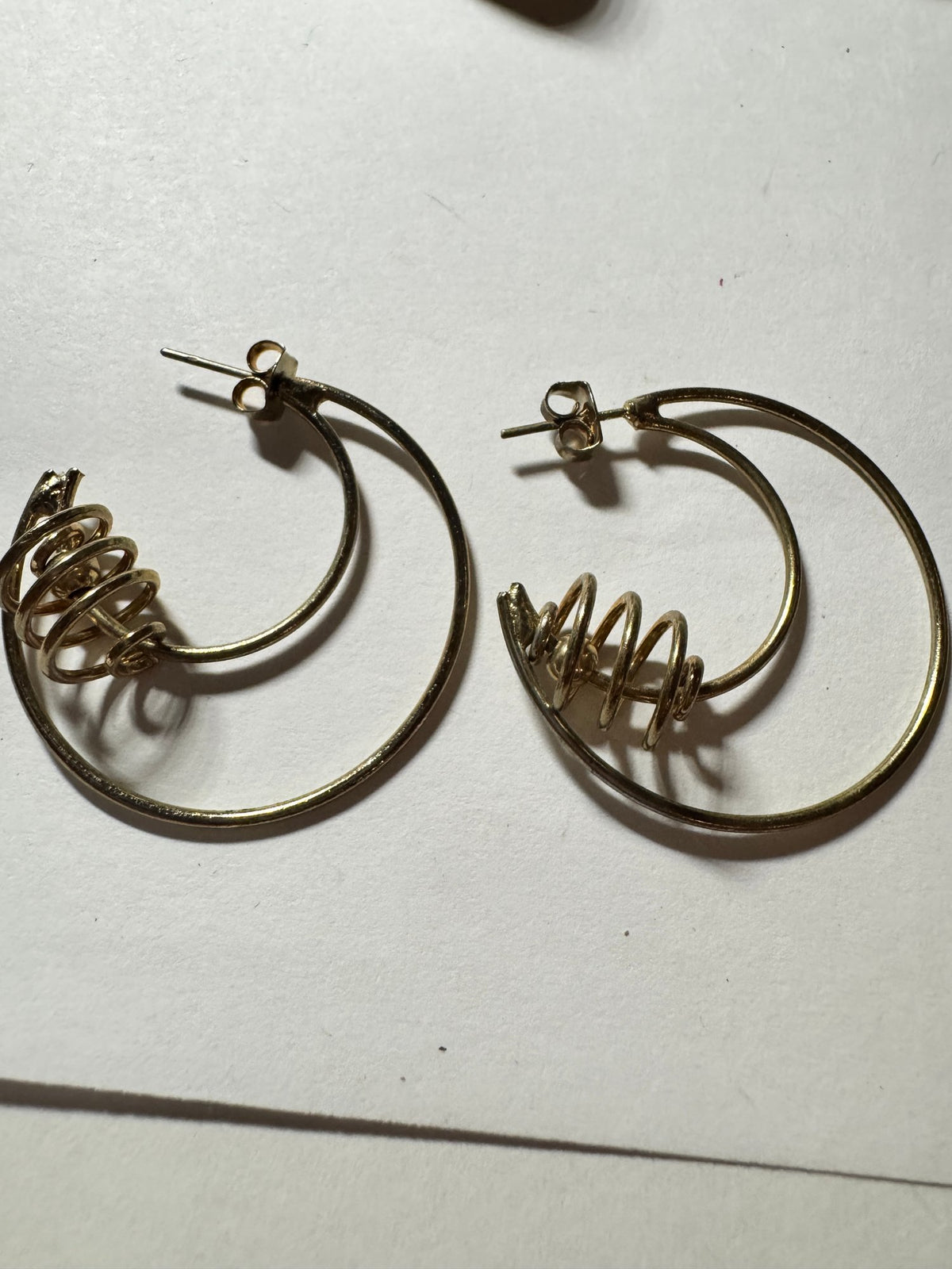 Double Hoop Earrings · Gold-Tone Spiral Accent · Statement — photo 2