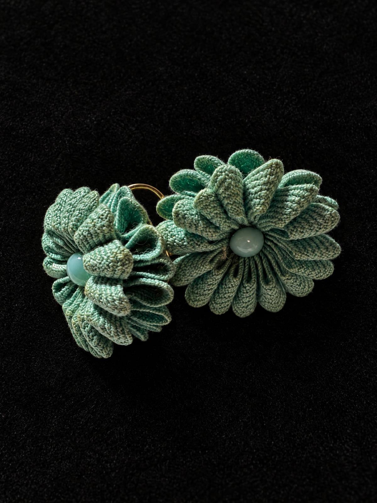 Fabric Flower Clip-Ons · Mid-Century-Style · Sage & Mint Green