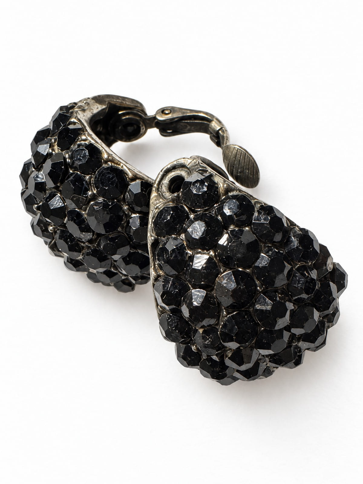 Pavé Hoop Clip-Ons · Black Crystal-Look Rhinestones · Silver-Tone