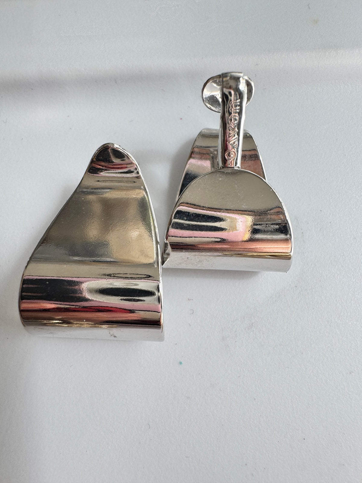 Avon · Silver-Tone Geometric Clip-On Earrings · Sculptural Statement — photo 2
