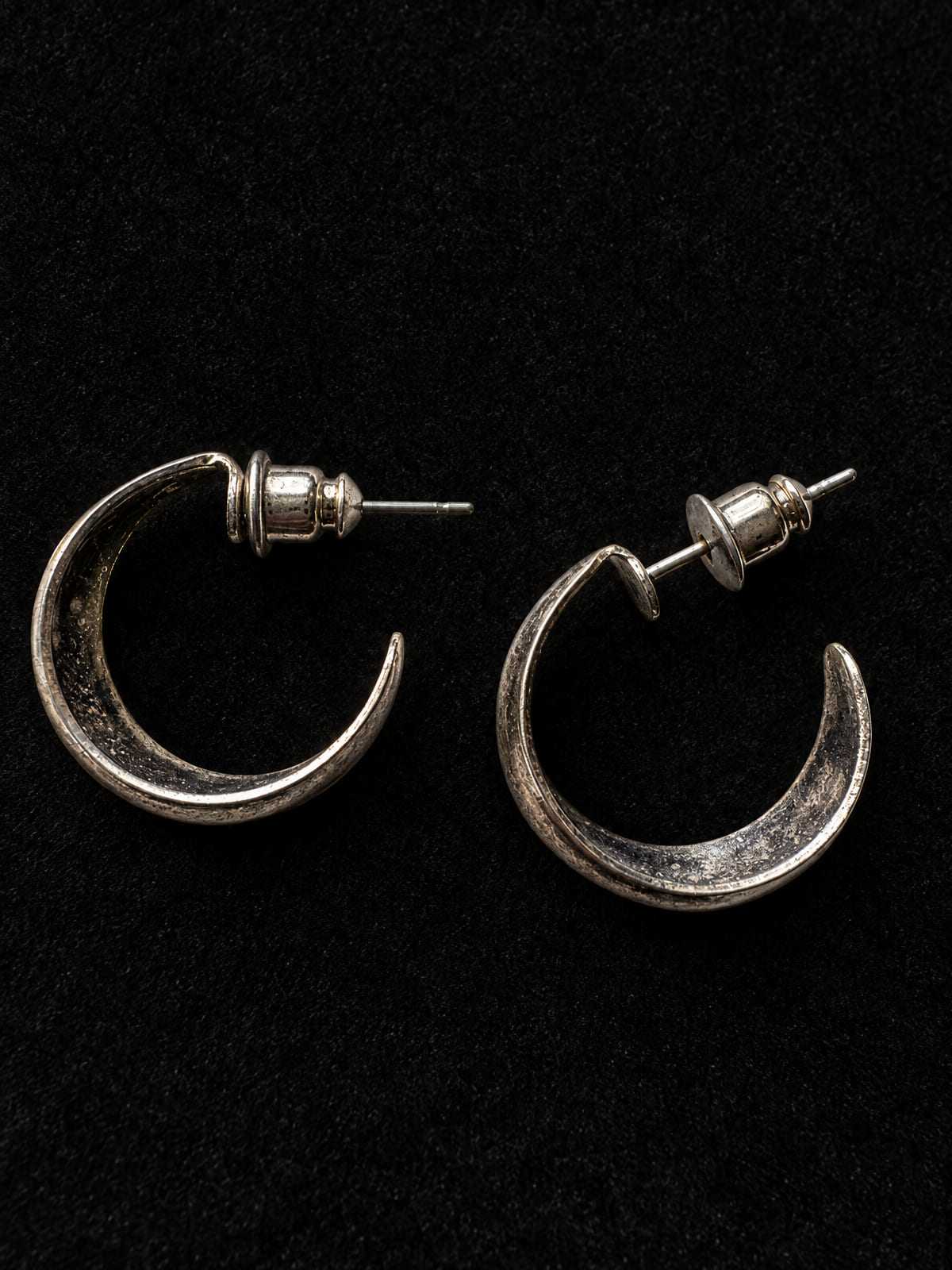 Silver-Tone Hoop Earrings · Chunky Mini Hoops · Antiqued Finish