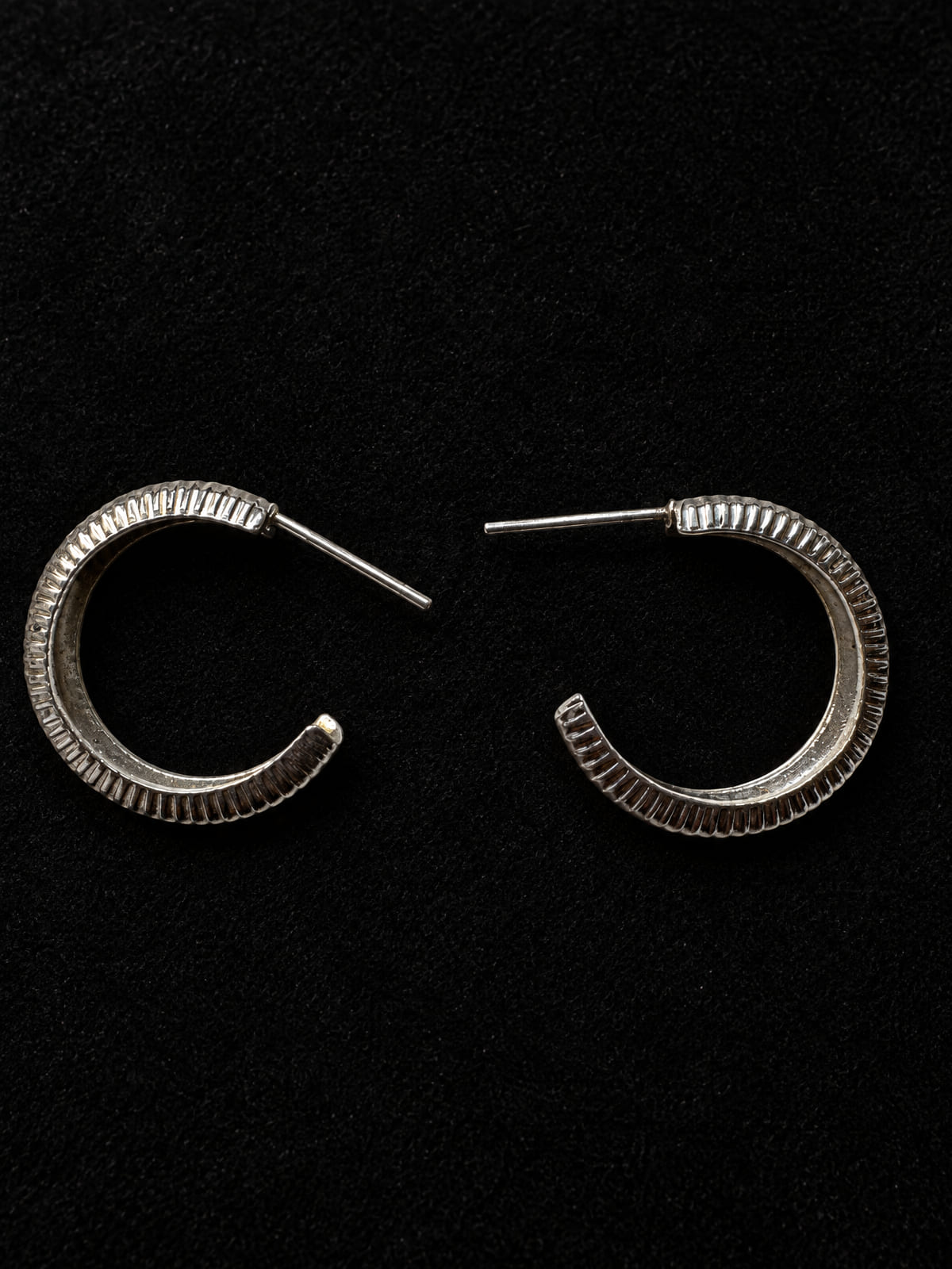 Silver-Tone Ridged Hoop Earrings · Everyday Classic · Post Back