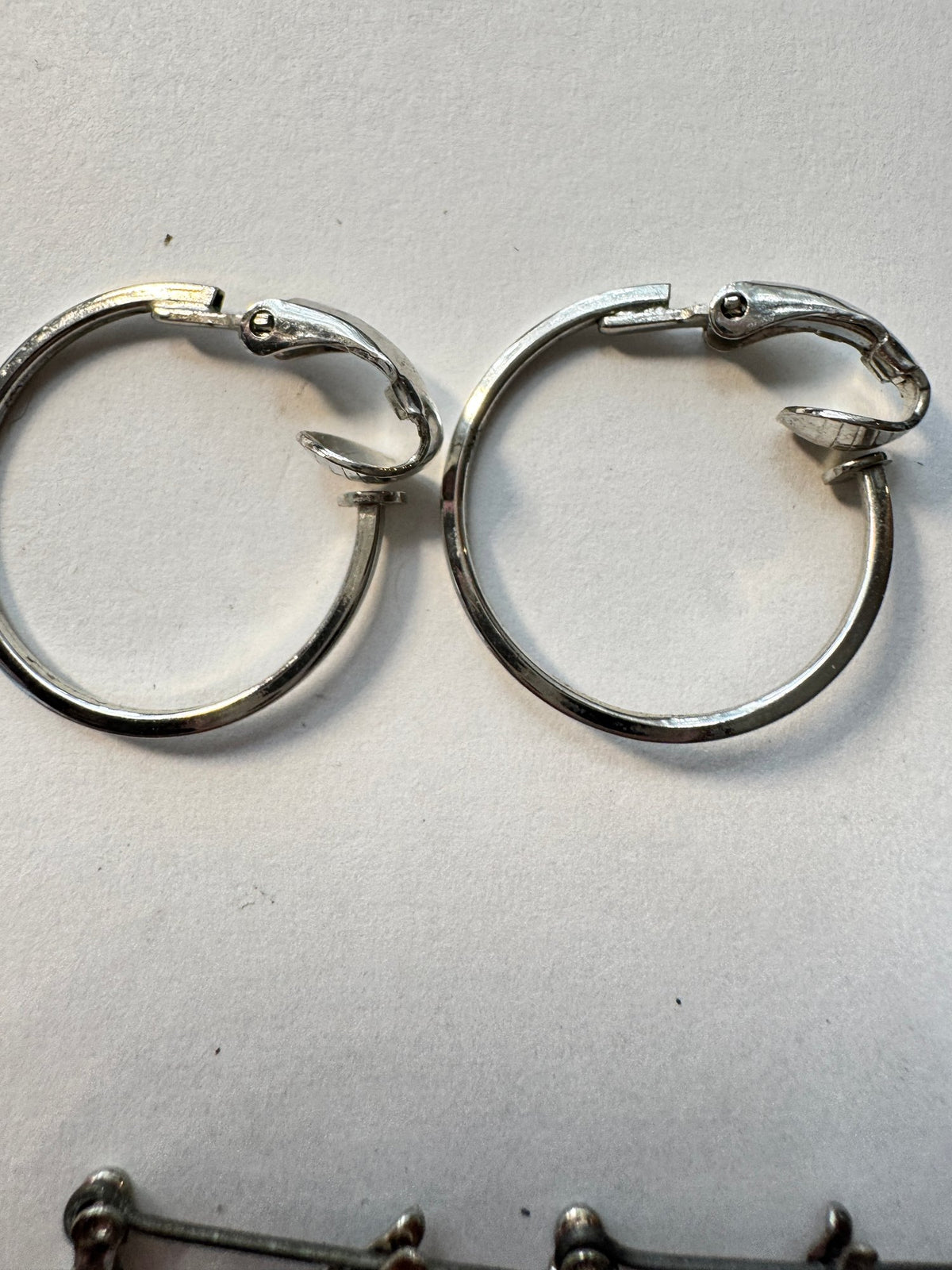 Silver-Tone Hoop Earrings · Snap Clasp · Medium Everyday Hoops — photo 2