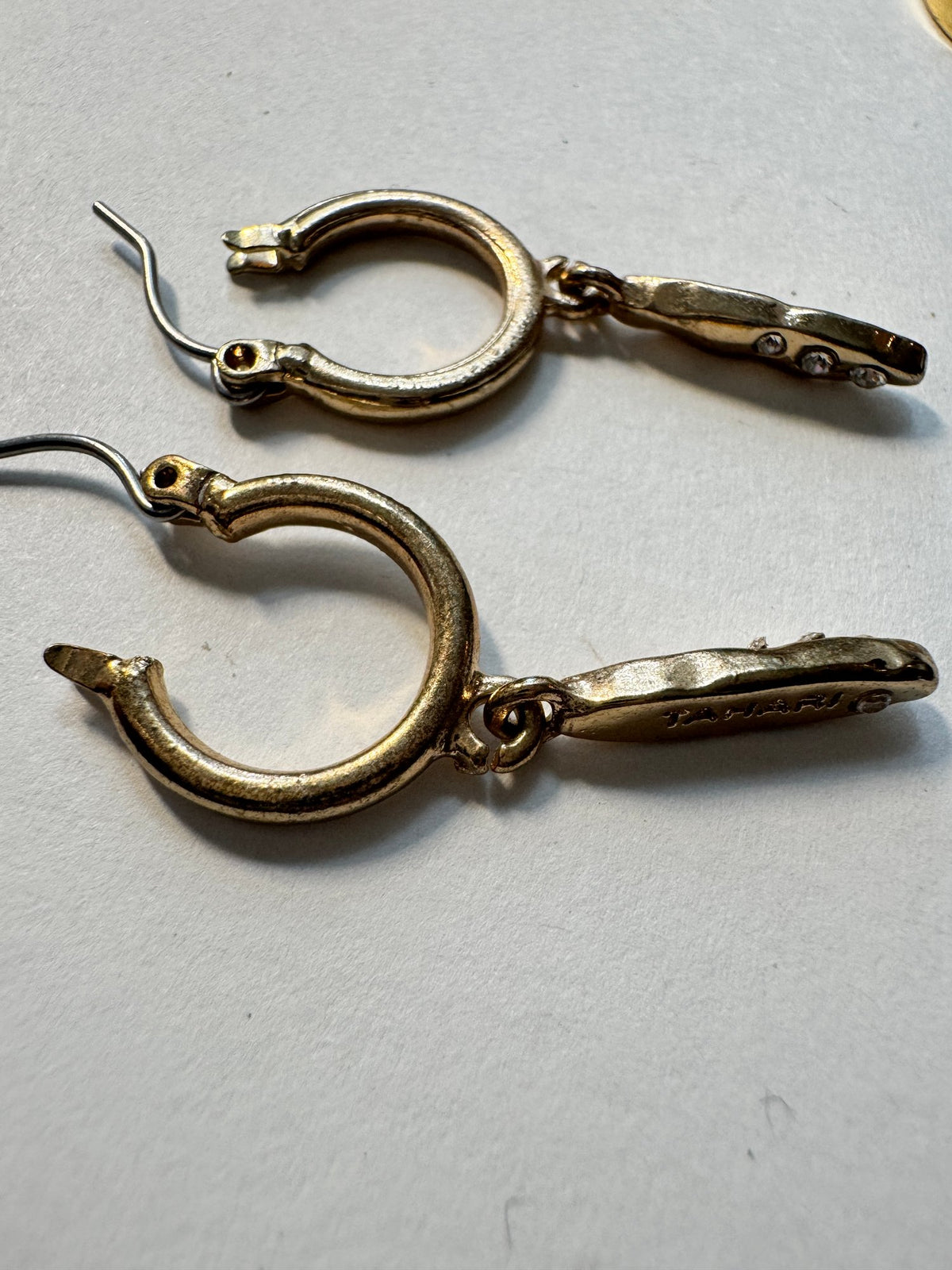 Tahari Hoop & Bar Drop Earrings · Gold-Tone · Crystal-Look — photo 3