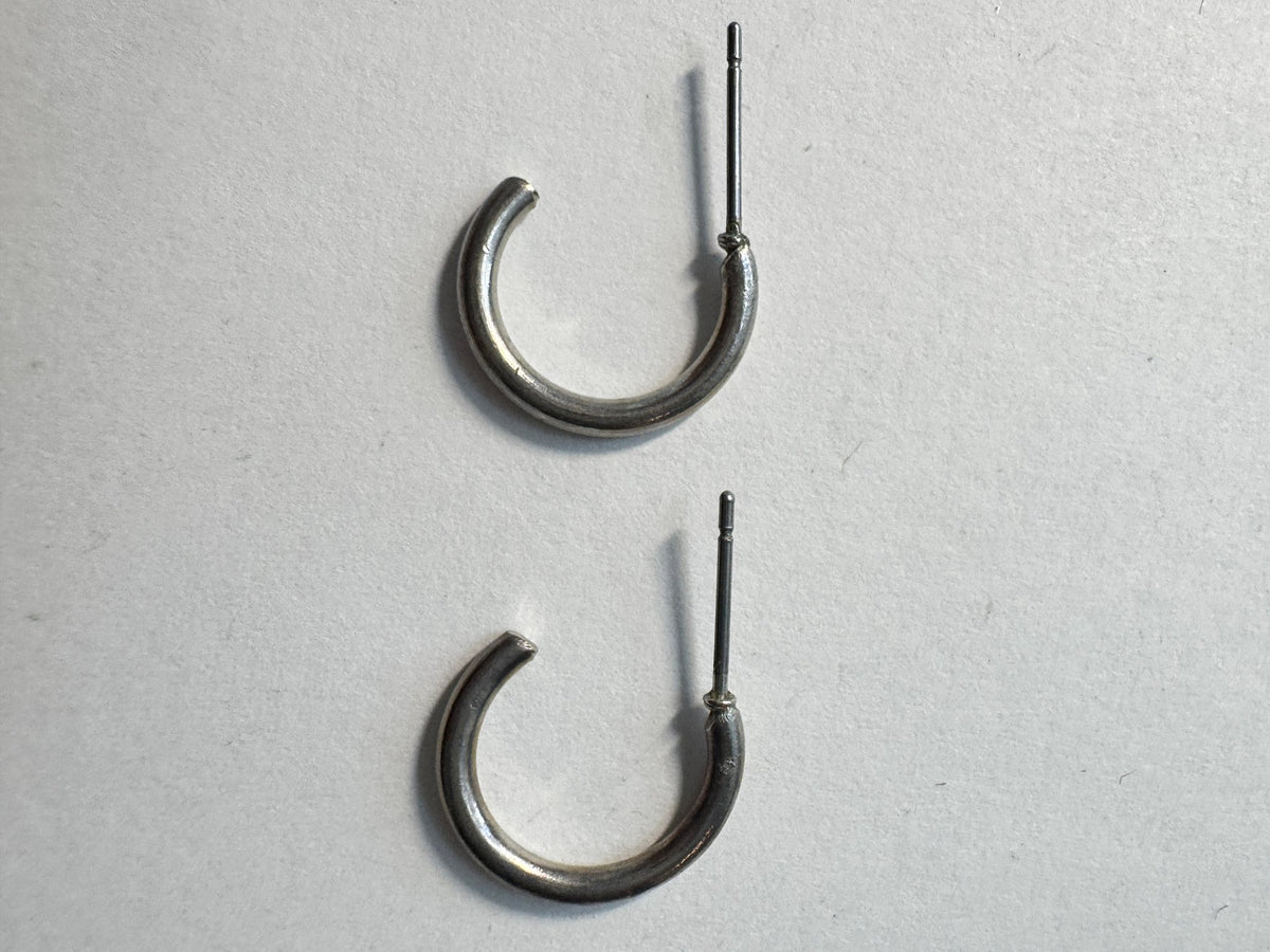 Hoop Earrings · Minimalist · Small Silver-Tone Post Hoops — photo 2