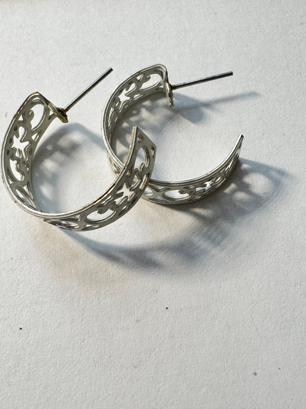 Filigree Hoop Earrings · Scrollwork Silver-Tone · Post Back — photo 2