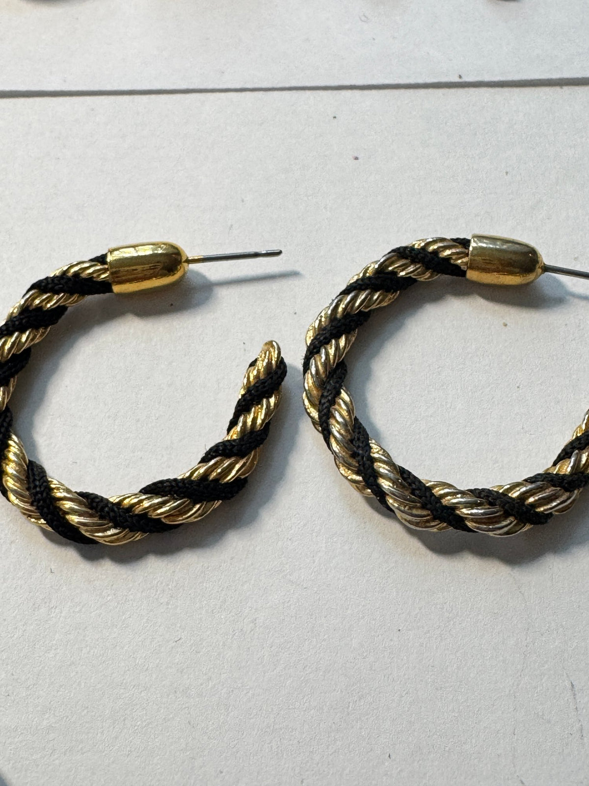 Twisted Rope Hoop Earrings · Gold-Tone & Black · Statement Hoops — photo 2