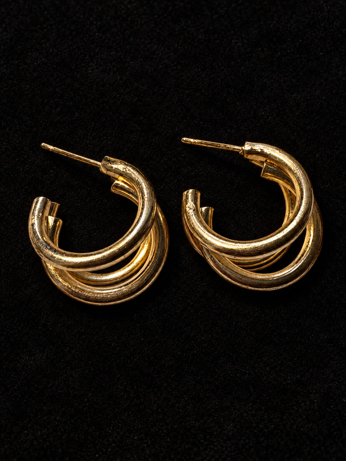 Triple-Band Hoop Earrings · Minimalist · Gold-Tone Post