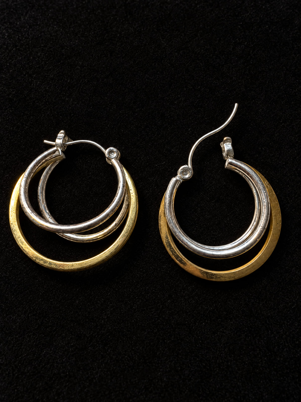 Triple Hoop Earrings · Minimalist Two-Tone · Gold-Tone Silver-Tone