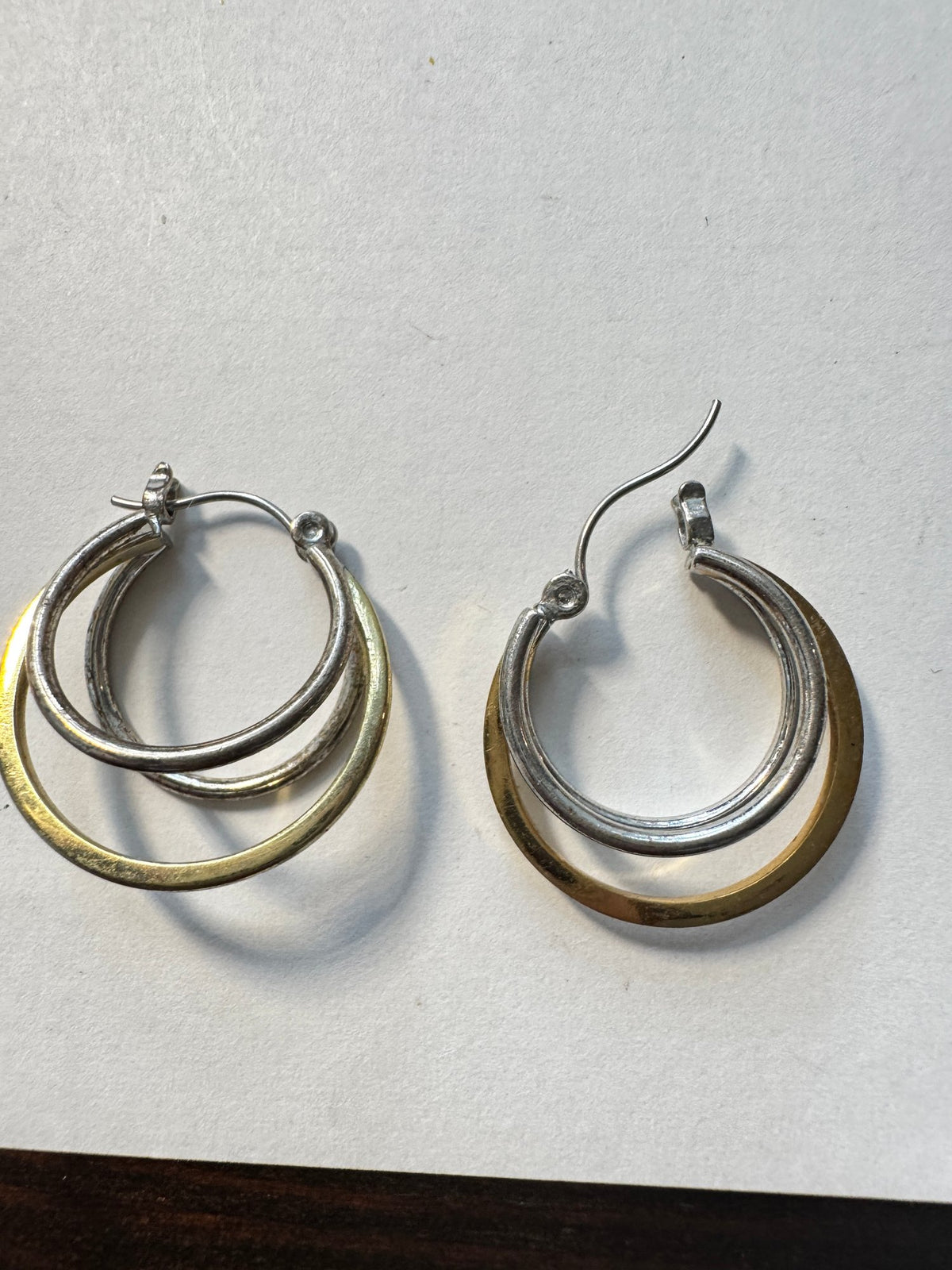 Triple Hoop Earrings · Minimalist Two-Tone · Gold-Tone Silver-Tone — photo 2