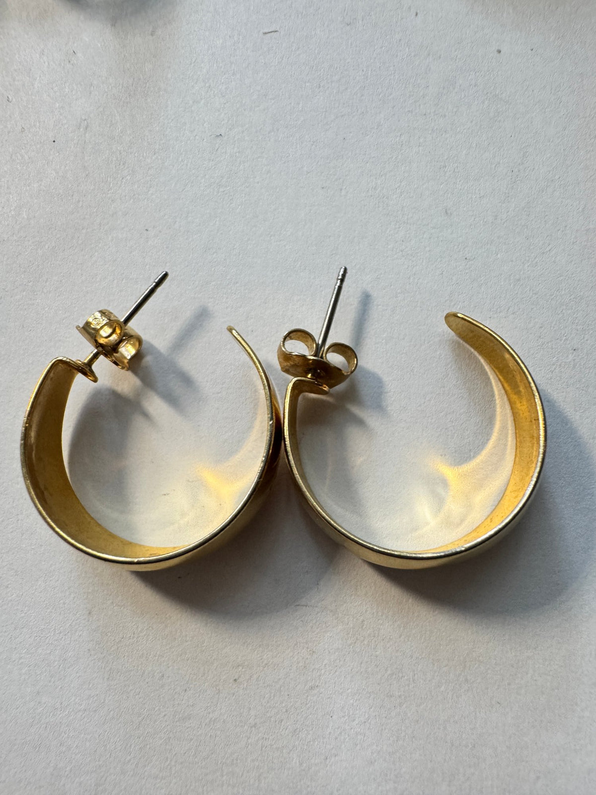 Gold-Tone Half-Hoop Earrings · Minimalist · Wide Band Studs — photo 2