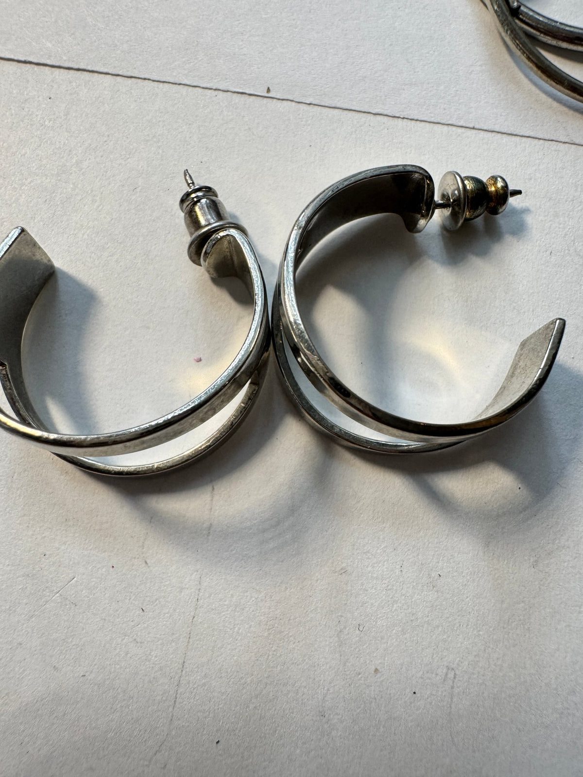 Double-Band Hoop Earrings · Minimalist · Silver-Tone Post — photo 3