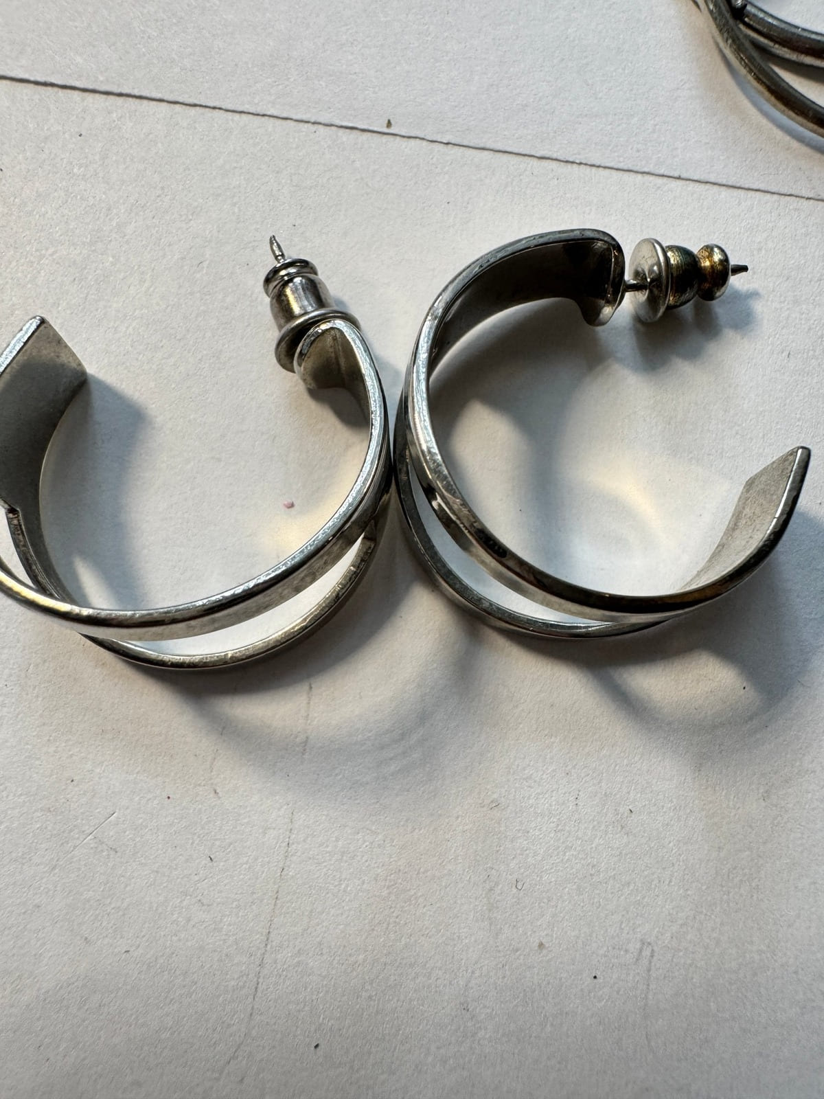 Double-Band Hoop Earrings · Minimalist · Silver-Tone Post — photo 2