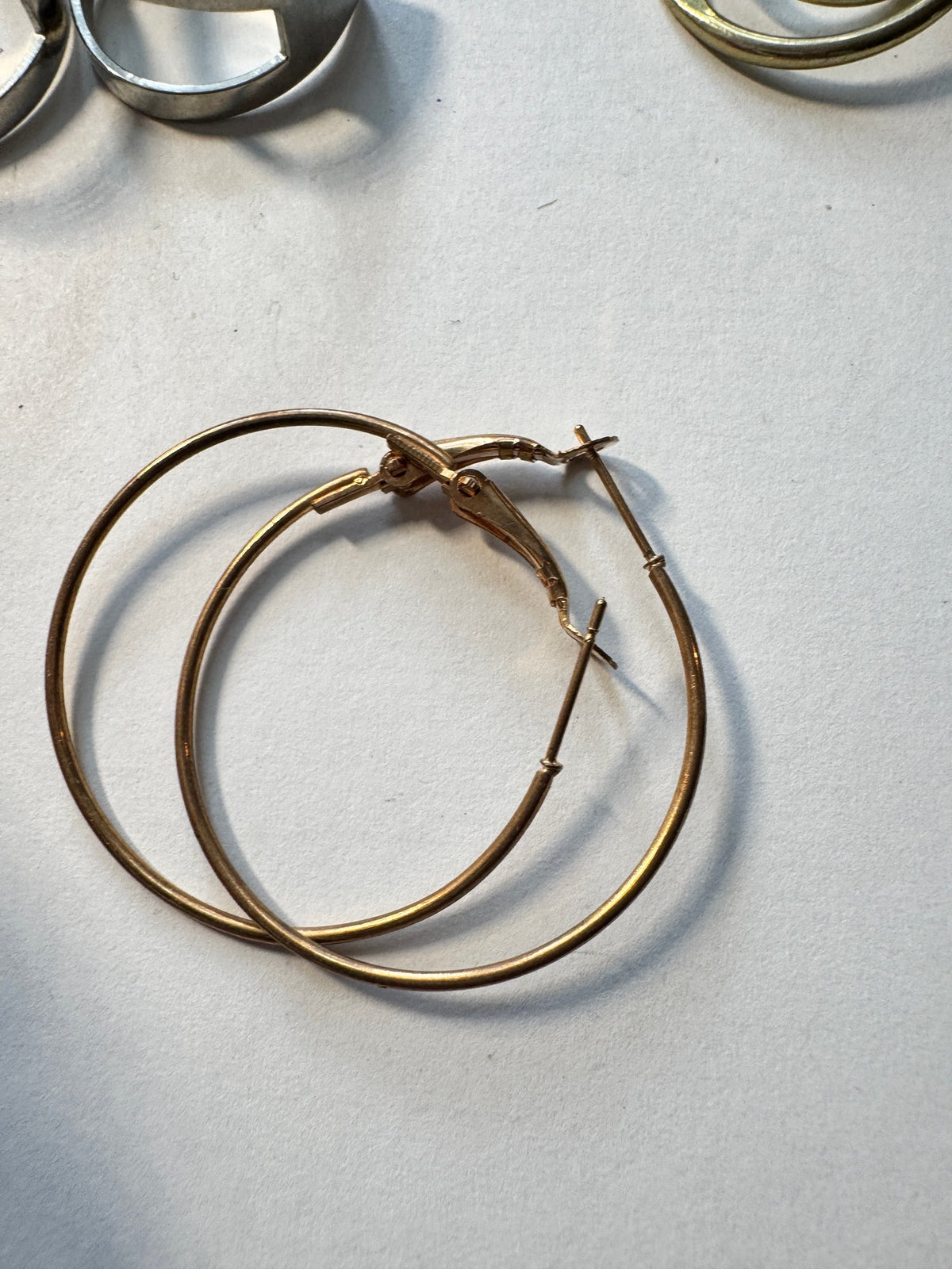 Thin Hoop Earrings · Minimalist · Gold-Tone Latch-Back — photo 2
