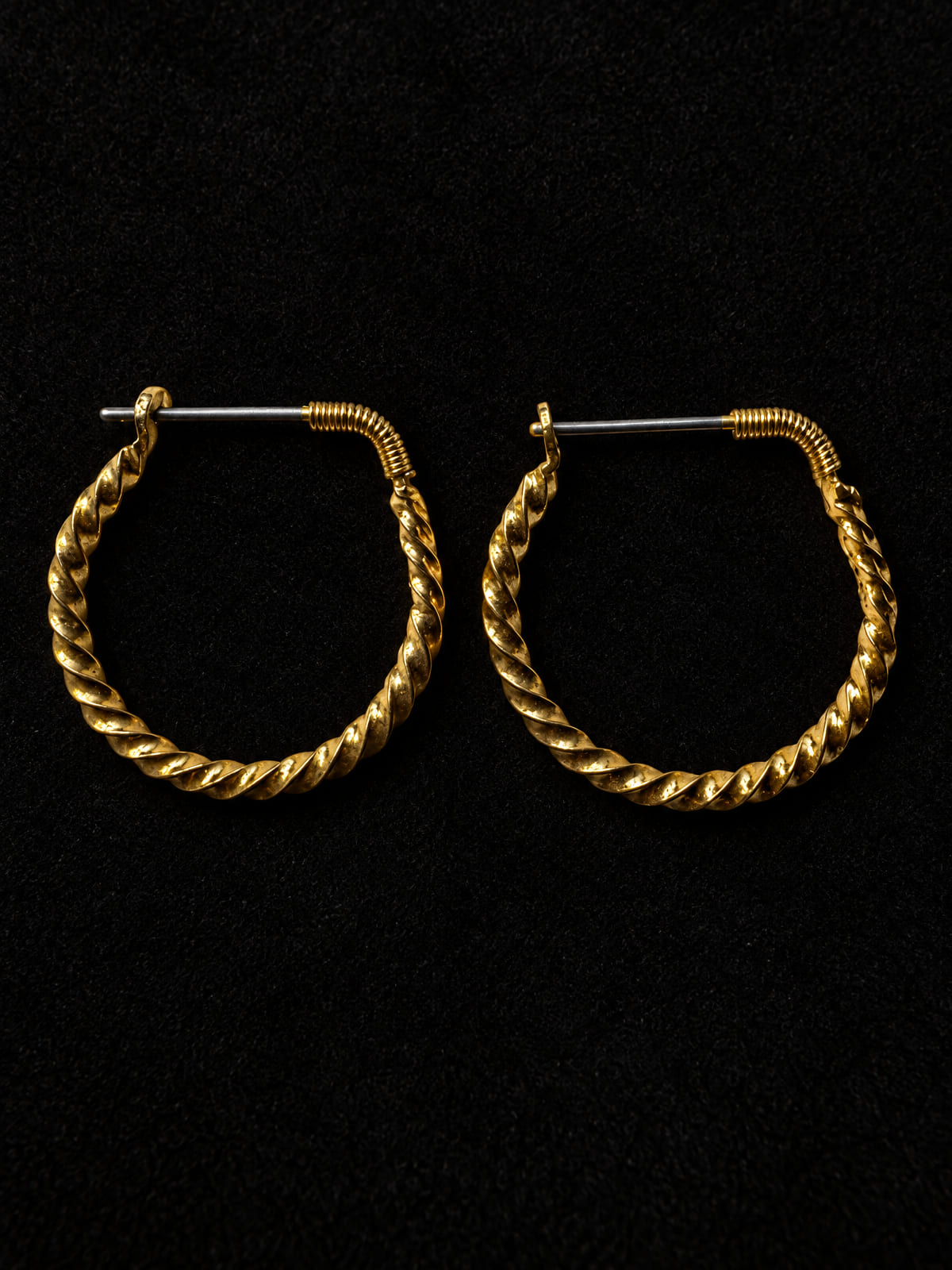 Twisted Rope Hoop Earrings · Minimalist · Gold-Tone Hinged Post