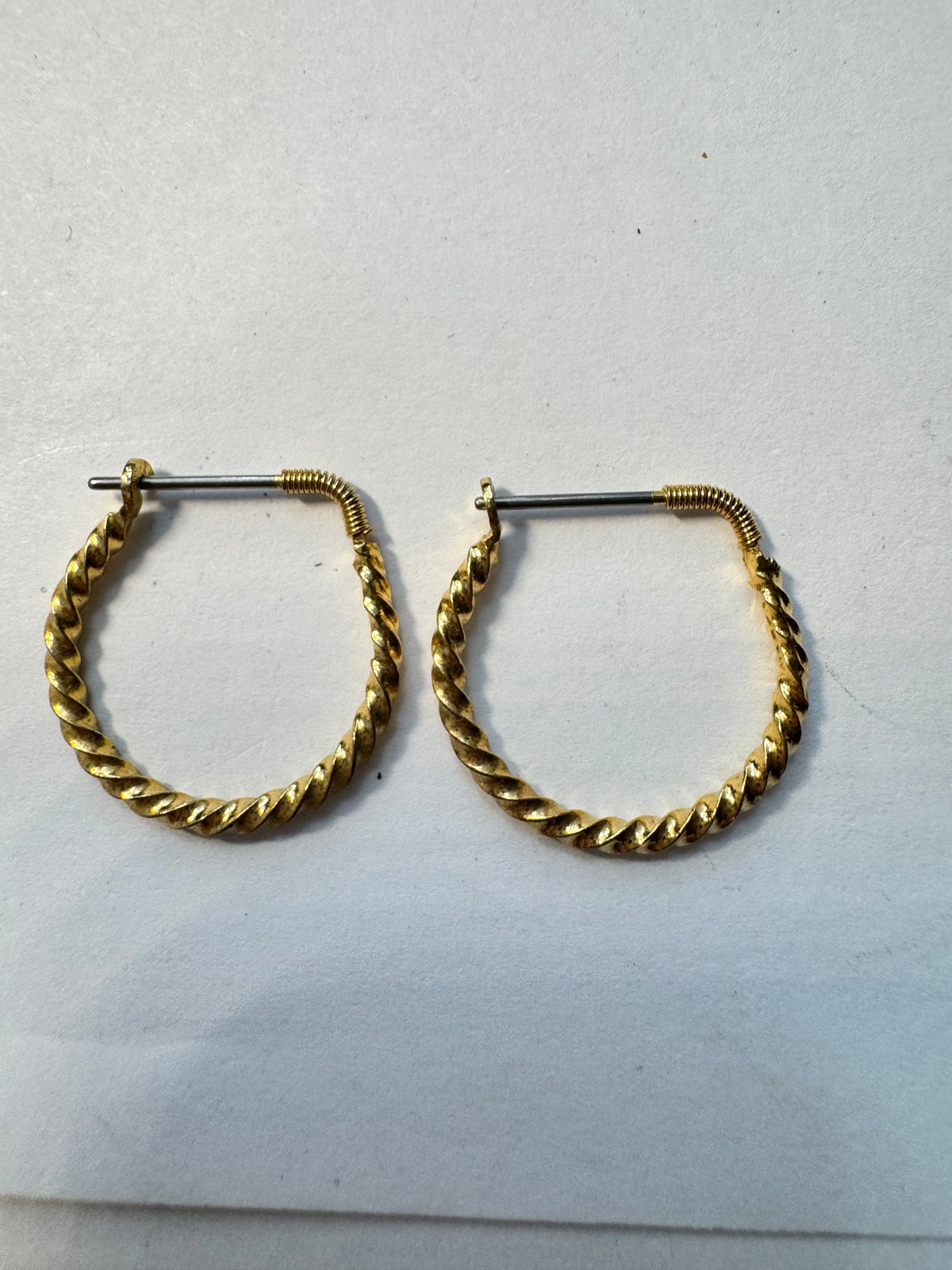 Twisted Rope Hoop Earrings · Minimalist · Gold-Tone Hinged Post — photo 2