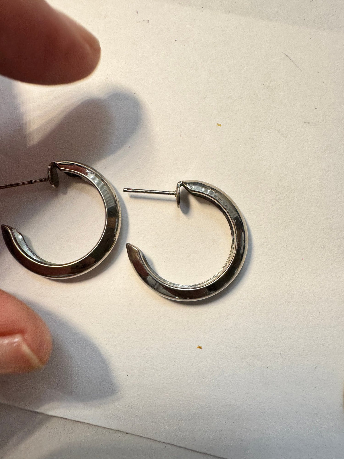 Chunky Hoop Earrings · Minimalist · Silver-Tone Post Back — photo 2