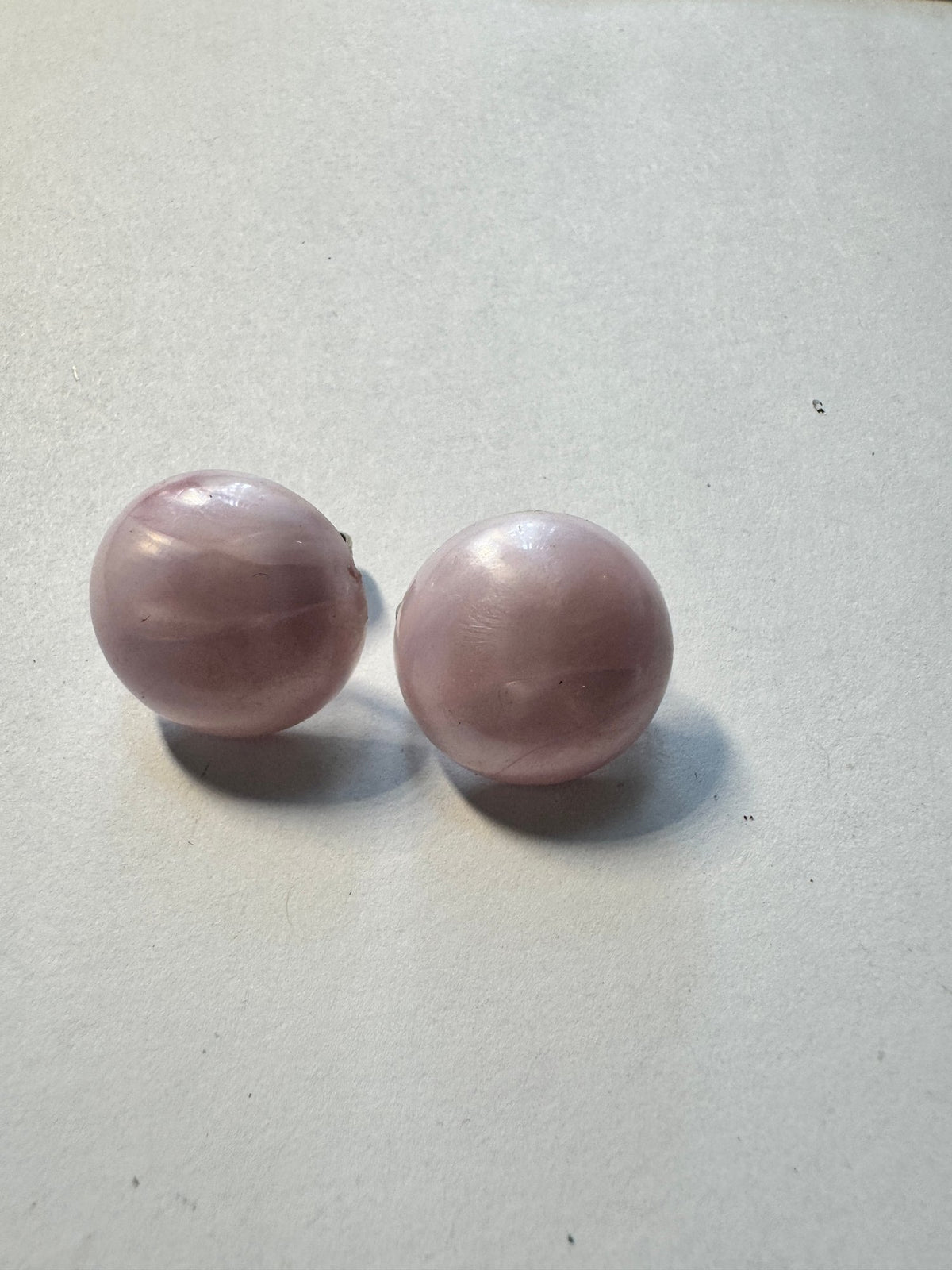 Lucite Ball Earrings · Mid-century-style · Blush Pink Clip-On — photo 2
