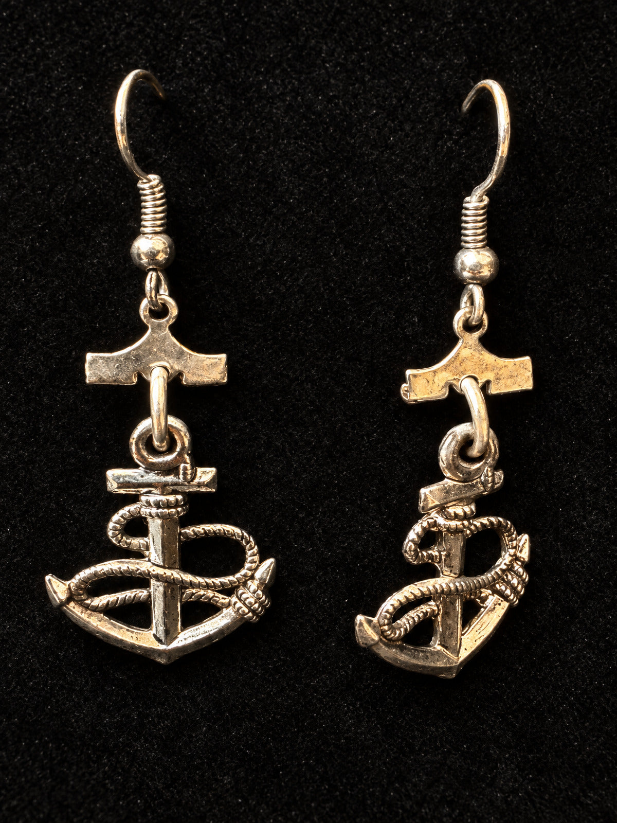 ⚜️ Anchor Charm Drop Earrings | Nautical | Silver-Tone Fish Hook 💗