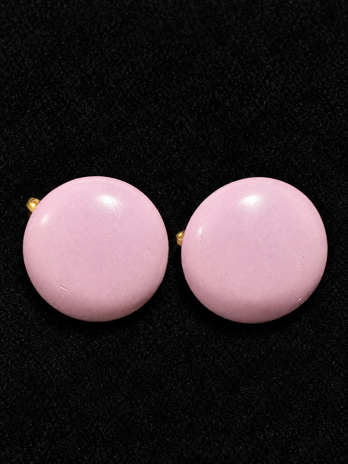 ⚜️ Round Button Clip-On Earrings | Lavender Enamel | Gold-Tone 💗