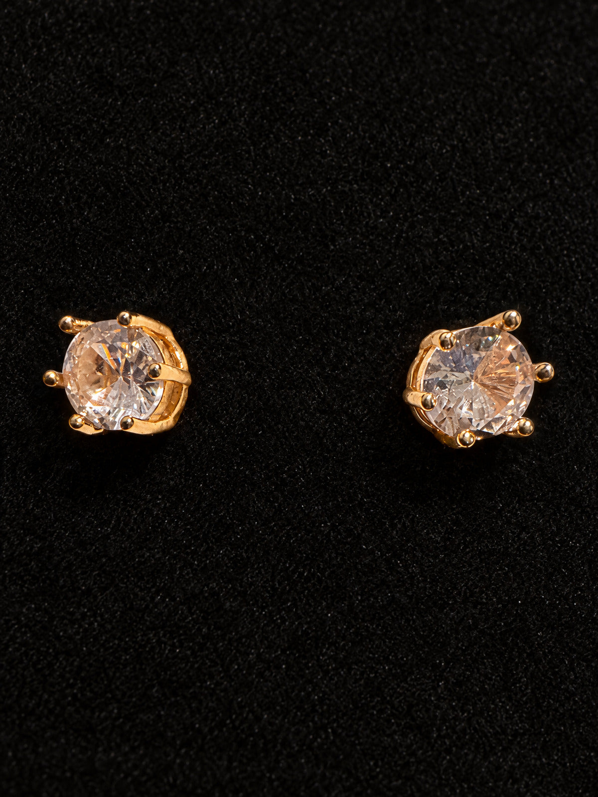 ⚜️ CZ Solitaire Studs | Round Brilliant | Gold-Tone Prong Set 💗