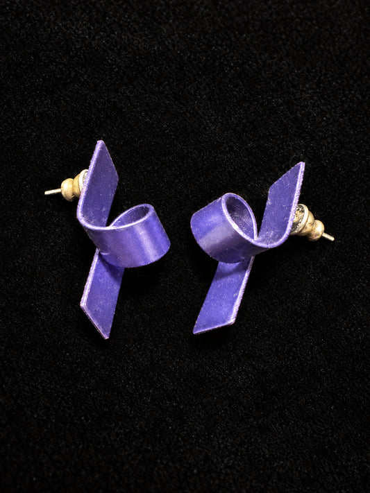 ⚜️ Bow Stud Earrings | Resin Purple Periwinkle | Vintage 80s Statement 💗