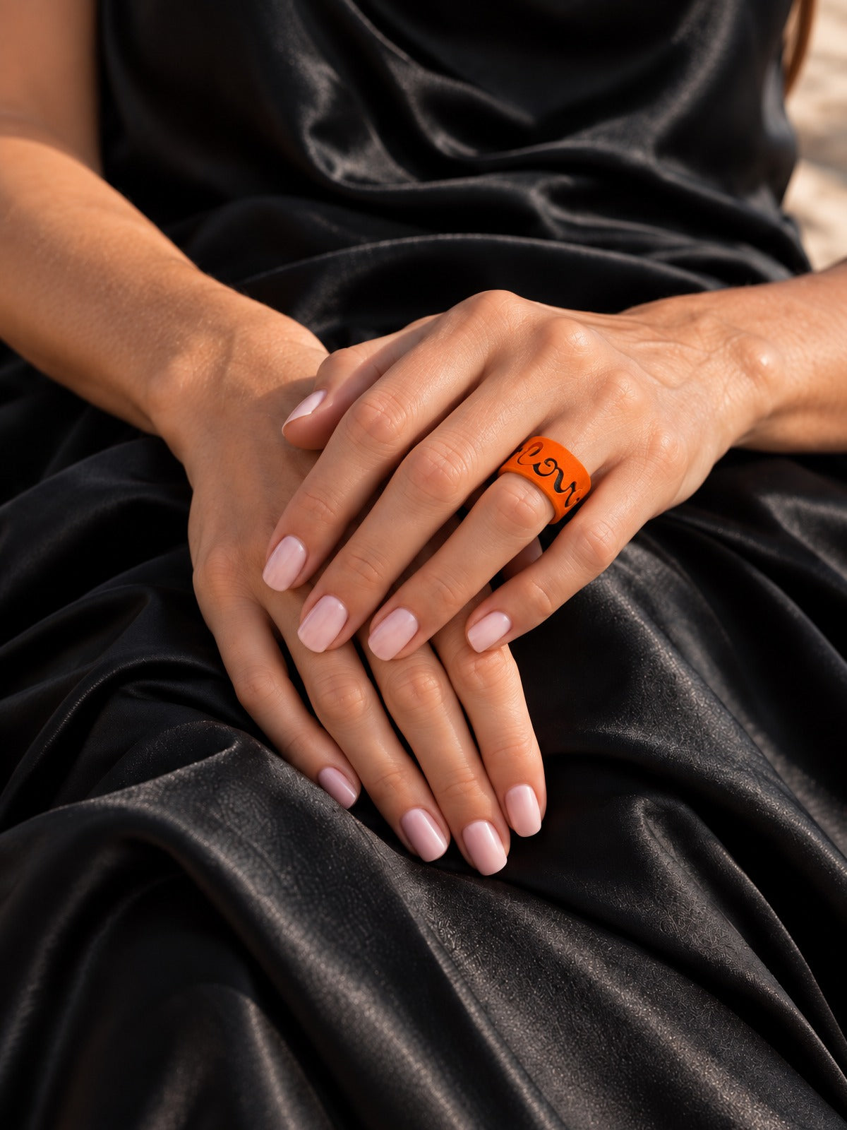 ⚜️ Orange Love Ring | Cutout Script Band | Adjustable Statement 💗 — photo 2